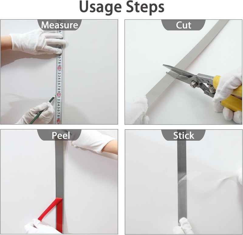 Coengwui Peel and Stick Metal Molding Trim, Self-Adhesive Stainless Steel for Wall, Fireplace, Mirror Edging and Craft Decoration (Brushed Silver, 20ft x 1in) - Image 4
